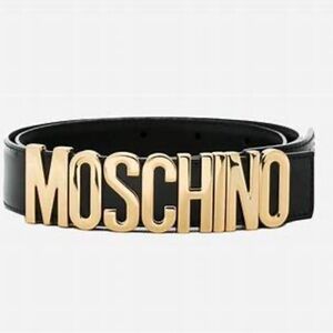 Moschino Black Belt with Gold Lettering